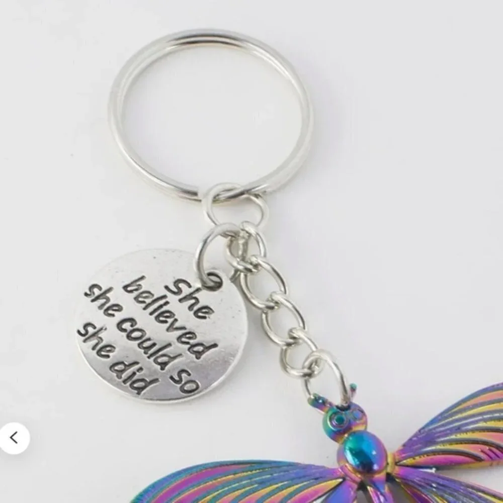 Dragonfly  Keychain Charm Pendant Backpack Bag Charm Velvet Gift Pouch 2 Pieces